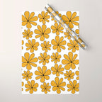Retro Daisy Pattern II Yellow Wrapping Paper Gallery Image 1