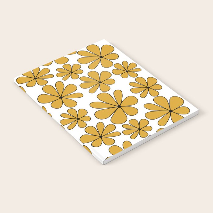 Retro Daisy Pattern II Yellow Notebook Gallery Image 1