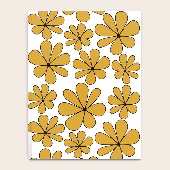 Retro Daisy Pattern II Yellow Notebook Gallery Image 4