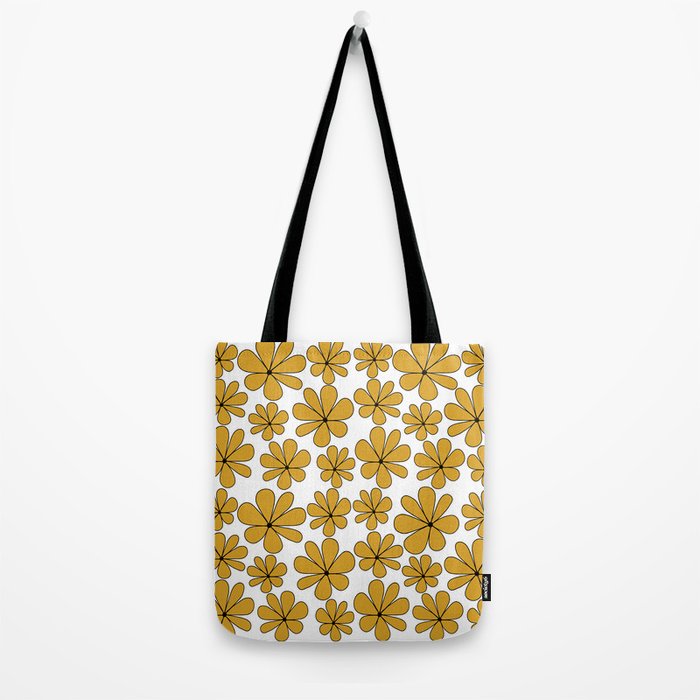 Retro Daisy Pattern II Yellow Tote Bag Gallery Image 2