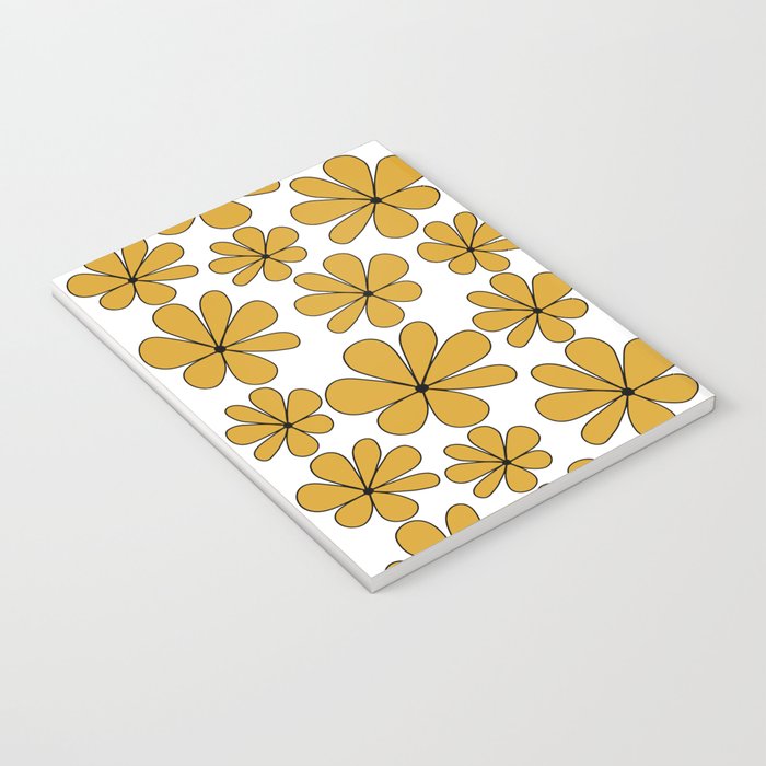 Retro Daisy Pattern II Yellow Notebook Gallery Image 3