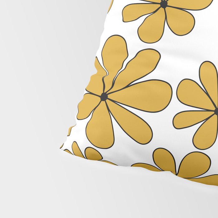 Retro Daisy Pattern II Yellow Pillow Sham Gallery Image 4