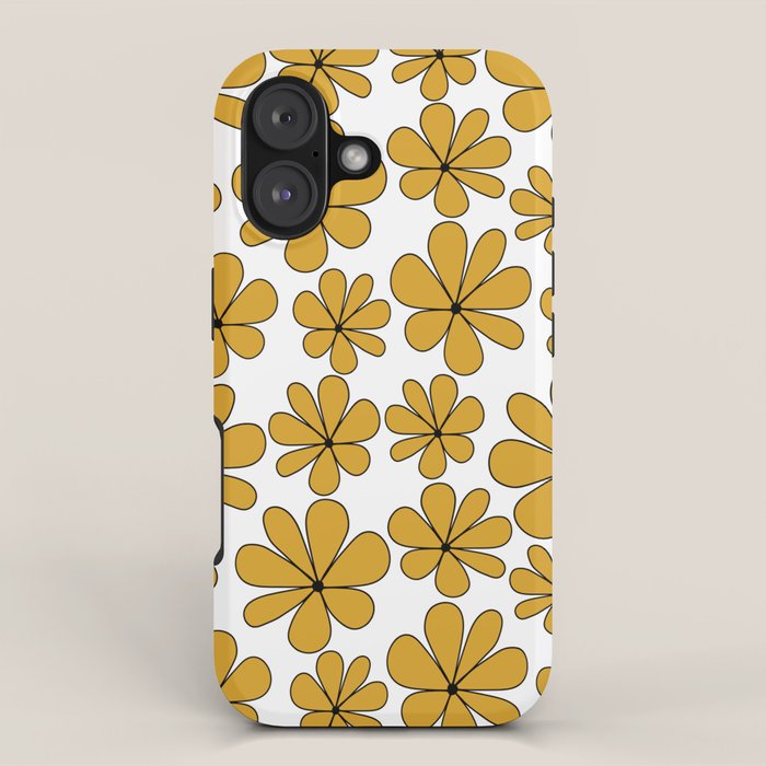 Retro Daisy Pattern II Yellow iPhone Case Gallery Image 1