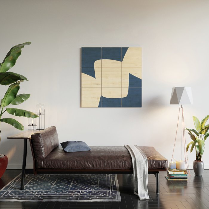 Minimal Shapes blue Wood Wall Art Gallery Image 2