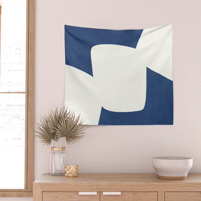 Minimal Shapes blue Wall Tapestry Gallery Image 2