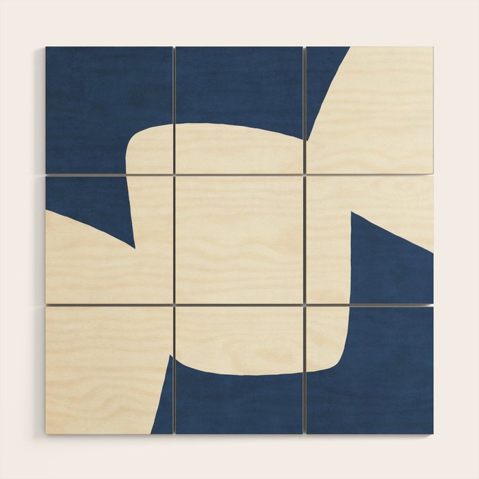 Minimal Shapes blue Wood Wall Art Gallery Image 1