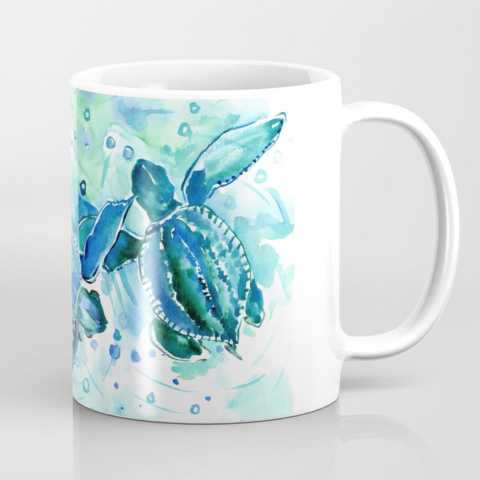 Turquoise Blue Sea Turtles in Ocean Coffee Mug Gallery Image 1