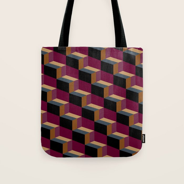Cuboid Mid Century Abstract Shapes Pattern IV Tote Bag Gallery Image 1