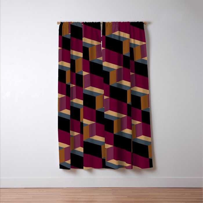 Cuboid Mid Century Abstract Shapes Pattern IV Window Curtain Gallery Image 3
