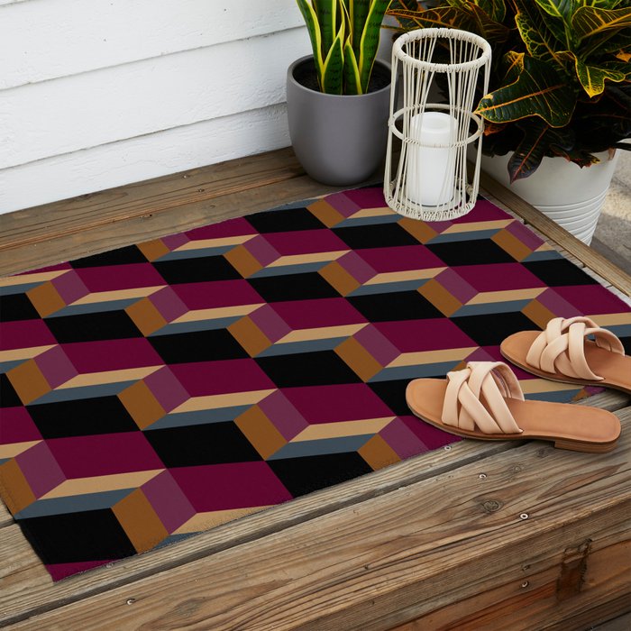 Cuboid Mid Century Abstract Shapes Pattern IV Outdoor Rug Gallery Image 2