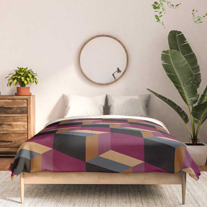 Cuboid Mid Century Abstract Shapes Pattern IV Comforter Gallery Image 3
