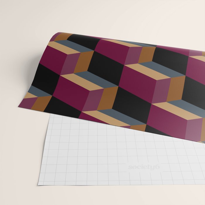 Cuboid Mid Century Abstract Shapes Pattern IV Wrapping Paper Gallery Image 2