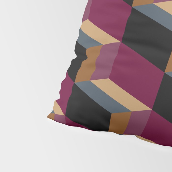 Cuboid Mid Century Abstract Shapes Pattern IV Pillow Sham Gallery Image 4