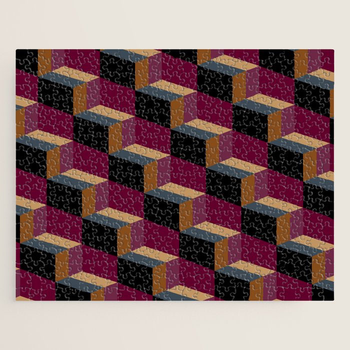 Cuboid Mid Century Abstract Shapes Pattern IV Jigsaw Puzzle Gallery Image 1