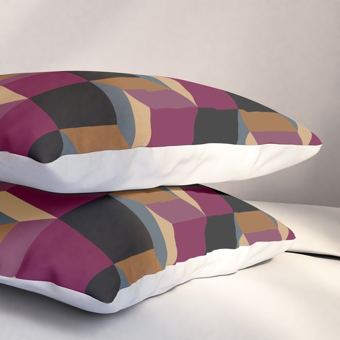 Cuboid Mid Century Abstract Shapes Pattern IV Pillow Sham Gallery Image 3