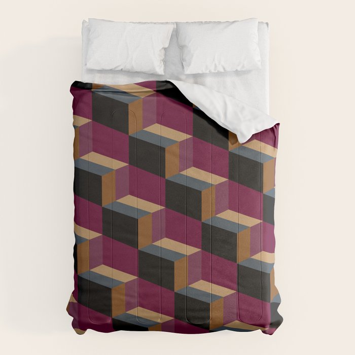 Cuboid Mid Century Abstract Shapes Pattern IV Comforter Gallery Image 6