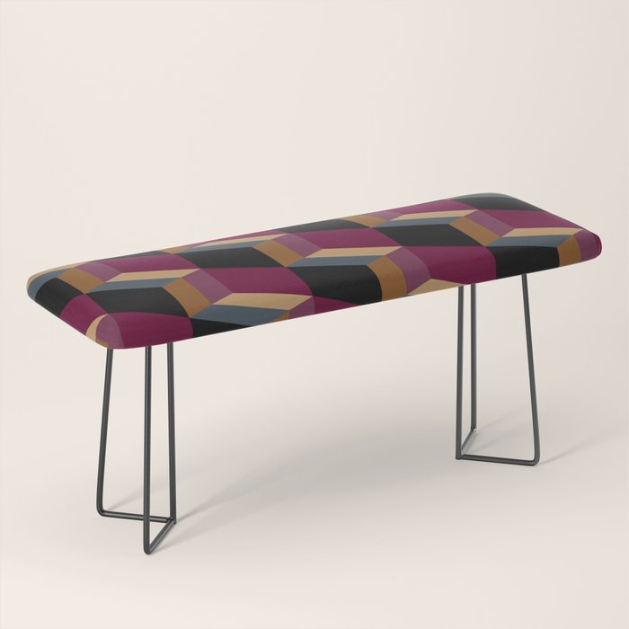 Cuboid Mid Century Abstract Shapes Pattern IV Bench Gallery Image 1