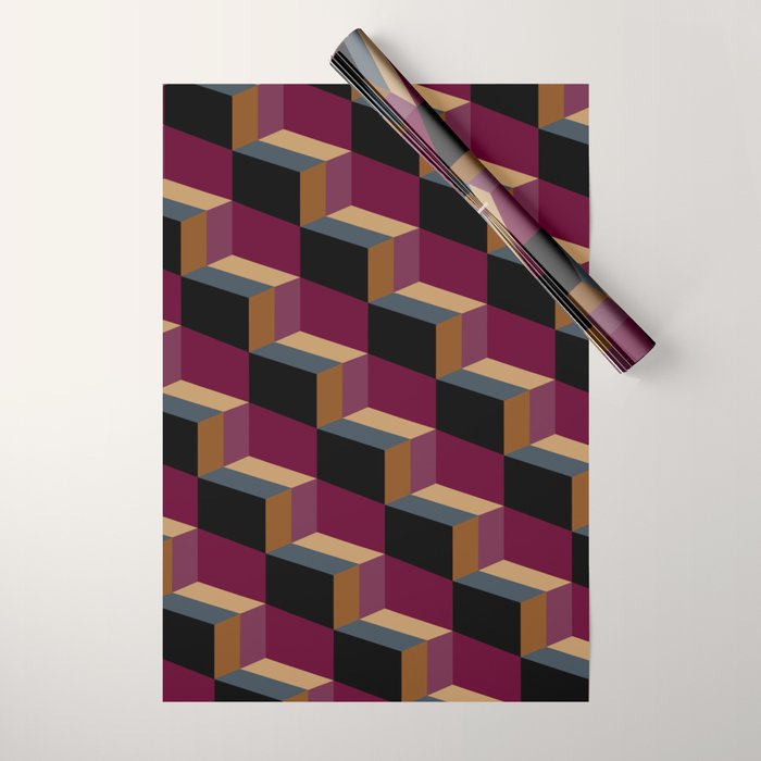 Cuboid Mid Century Abstract Shapes Pattern IV Wrapping Paper Gallery Image 1