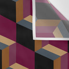 Cuboid Mid Century Abstract Shapes Pattern IV Wall Tapestry Gallery Image 3