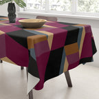 Cuboid Mid Century Abstract Shapes Pattern IV Tablecloth Gallery Image 3