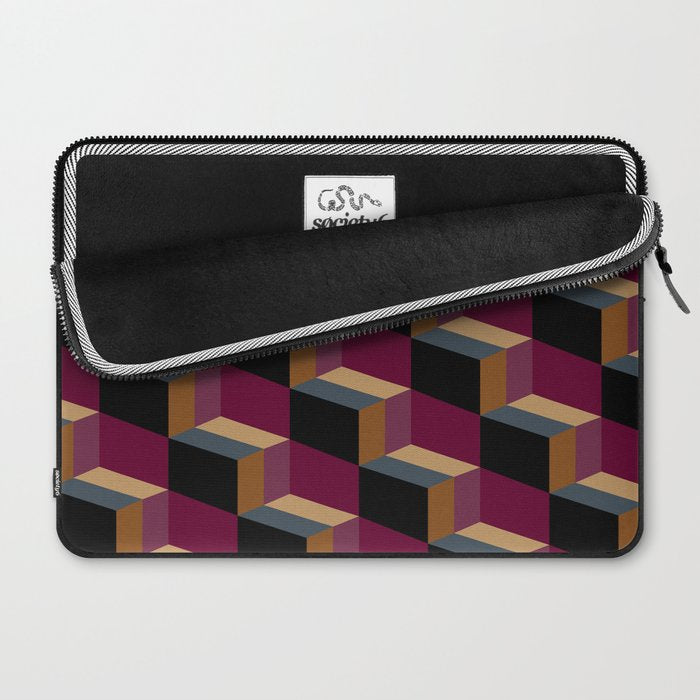 Cuboid Mid Century Abstract Shapes Pattern IV Laptop Sleeve Gallery Image 2
