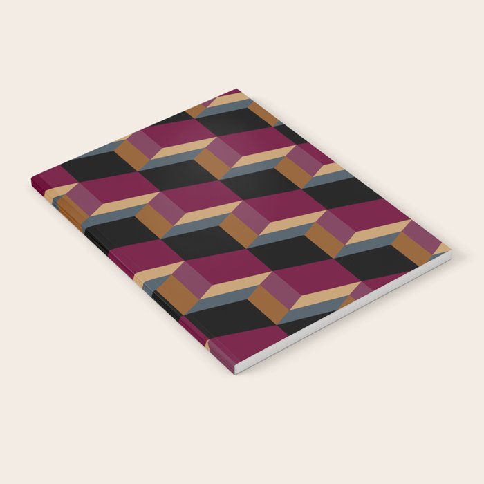 Cuboid Mid Century Abstract Shapes Pattern IV Notebook Gallery Image 2