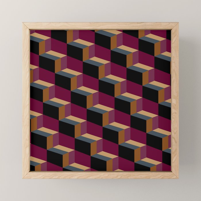Cuboid Mid Century Abstract Shapes Pattern IV Mini Art Print Gallery Image 1