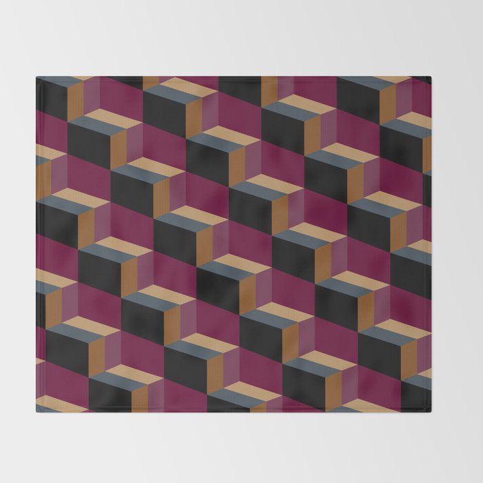 Cuboid Mid Century Abstract Shapes Pattern IV Throw Blanket Gallery Image 2