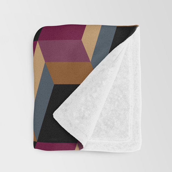 Cuboid Mid Century Abstract Shapes Pattern IV Throw Blanket Gallery Image 3