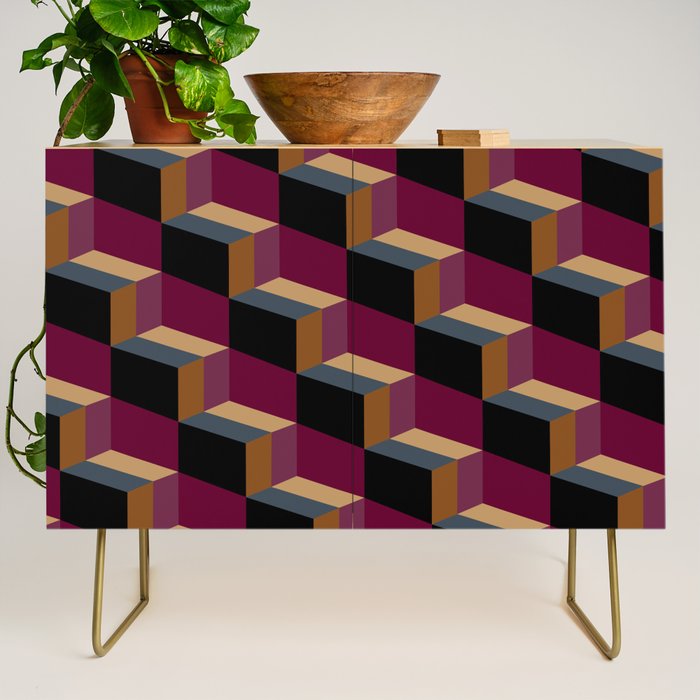 Cuboid Mid Century Abstract Shapes Pattern IV Credenza Gallery Image 1
