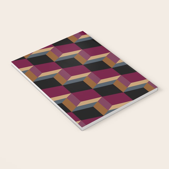 Cuboid Mid Century Abstract Shapes Pattern IV Notebook Gallery Image 3