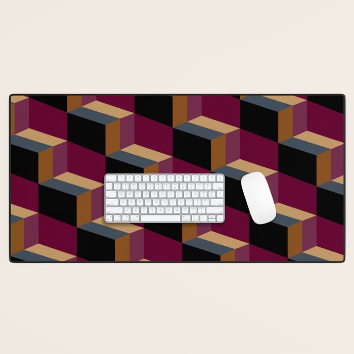 Cuboid Mid Century Abstract Shapes Pattern IV Desk Mat Gallery Image 1