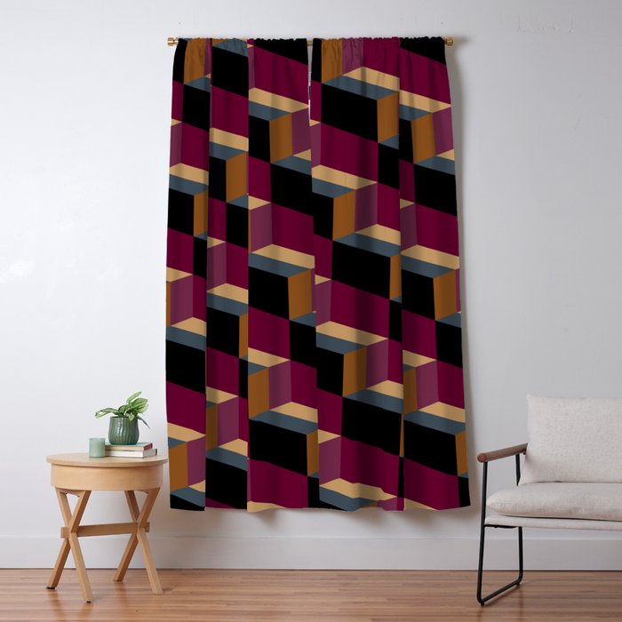 Cuboid Mid Century Abstract Shapes Pattern IV Window Curtain Gallery Image 5