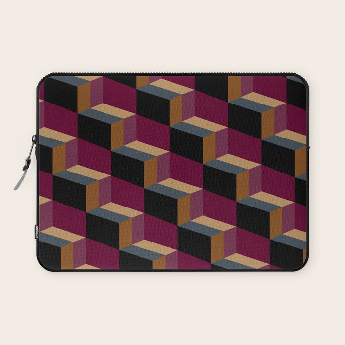 Cuboid Mid Century Abstract Shapes Pattern IV Laptop Sleeve Gallery Image 1