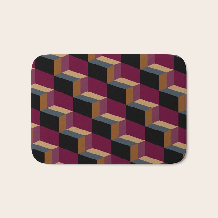 Cuboid Mid Century Abstract Shapes Pattern IV Bath Mat Gallery Image 1