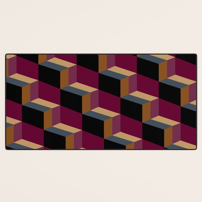 Cuboid Mid Century Abstract Shapes Pattern IV Desk Mat Gallery Image 3