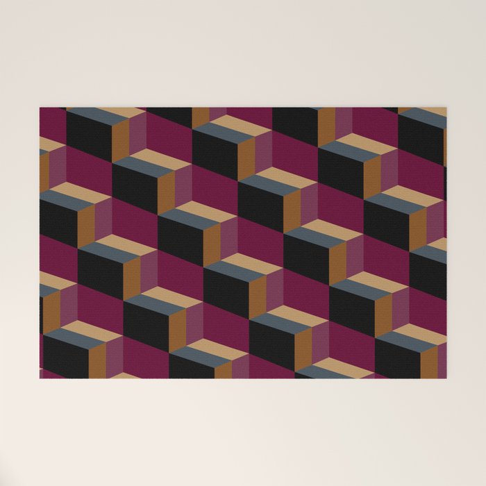 Cuboid Mid Century Abstract Shapes Pattern IV Welcome Mat Gallery Image 1