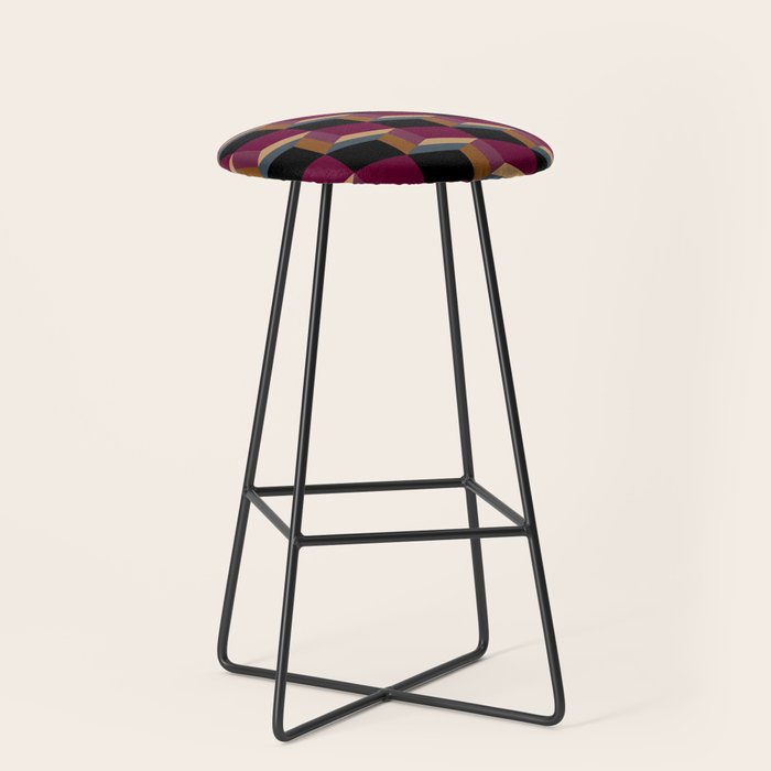 Cuboid Mid Century Abstract Shapes Pattern IV Stool Gallery Image 1