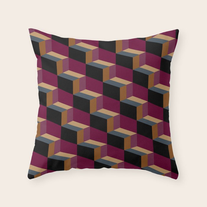 Cuboid Mid Century Abstract Shapes Pattern IV Throw Pillow Gallery Image 6