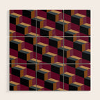 Cuboid Mid Century Abstract Shapes Pattern IV Wood Wall Art Gallery Image 1