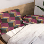 Cuboid Mid Century Abstract Shapes Pattern IV Pillow Sham Gallery Image 2
