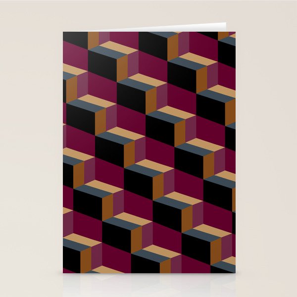 Cuboid Mid Century Abstract Shapes Pattern IV Stationery Card Gallery Image 2