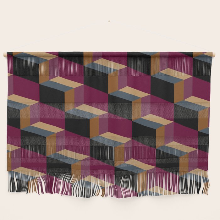 Cuboid Mid Century Abstract Shapes Pattern IV Wall Hanging Gallery Image 1