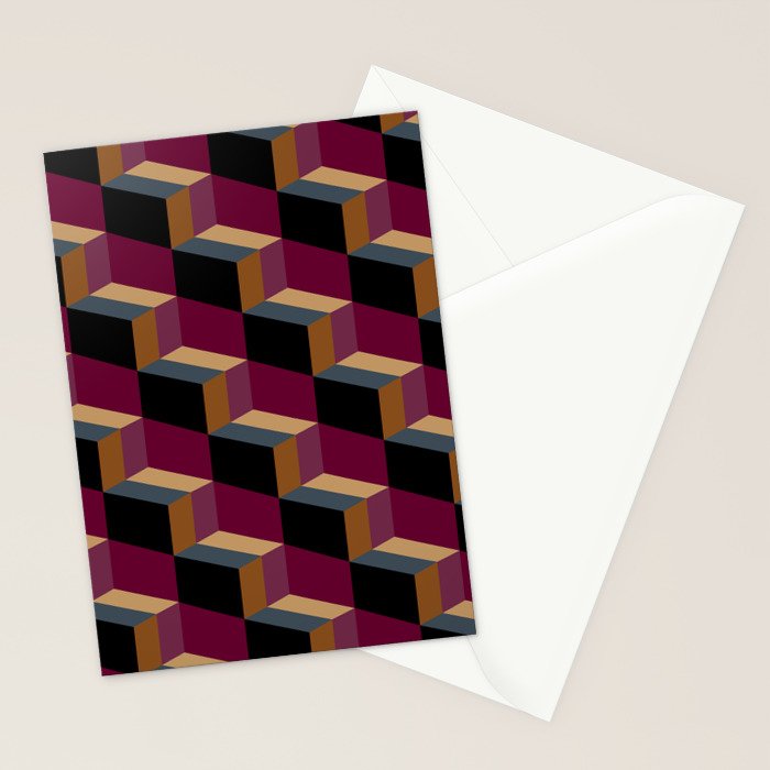 Cuboid Mid Century Abstract Shapes Pattern IV Stationery Card Gallery Image 2