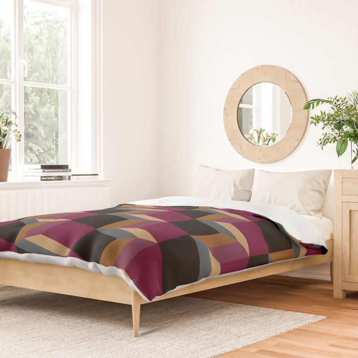 Cuboid Mid Century Abstract Shapes Pattern IV Duvet Cover Gallery Image 2