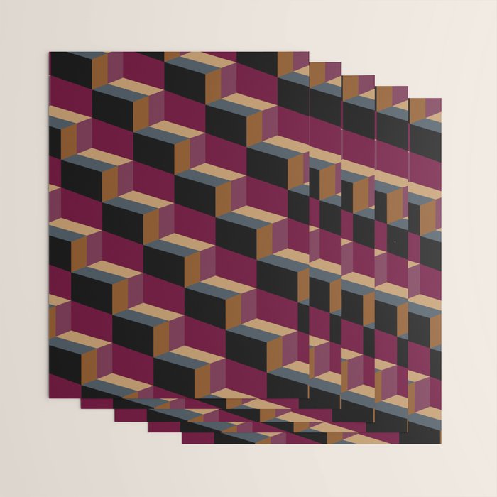 Cuboid Mid Century Abstract Shapes Pattern IV Wrapping Paper Gallery Image 3