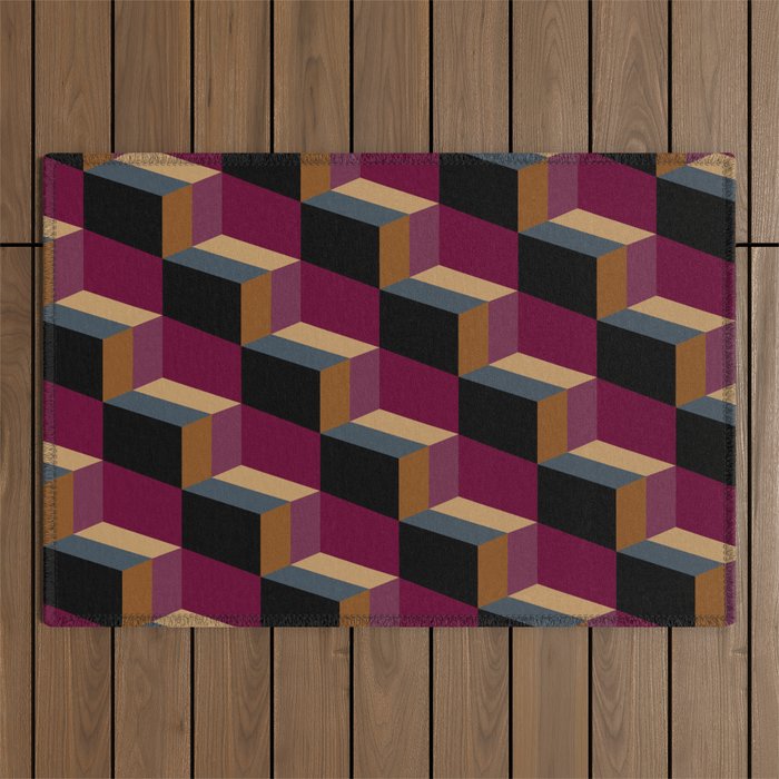 Cuboid Mid Century Abstract Shapes Pattern IV Outdoor Rug Gallery Image 1