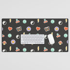 Retro cartoon sticker doodle pattern Desk Mat Gallery Image 1