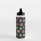 Retro cartoon sticker doodle pattern Water Bottle Gallery Image 3