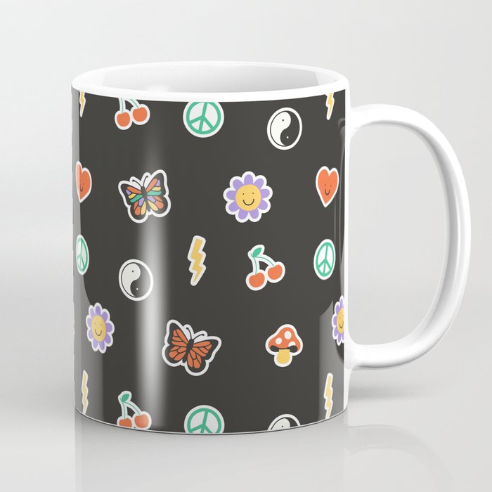 Retro cartoon sticker doodle pattern Coffee Mug Gallery Image 1